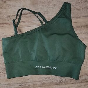Quinn Forest Green Asymmetrical Sports Bra